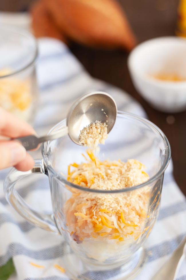 Easy Potato Soup made in the microwave in a mug