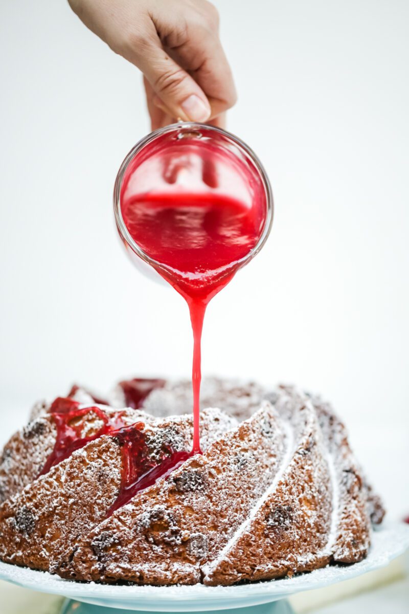 White Chocolate Raspberry Bundt cake