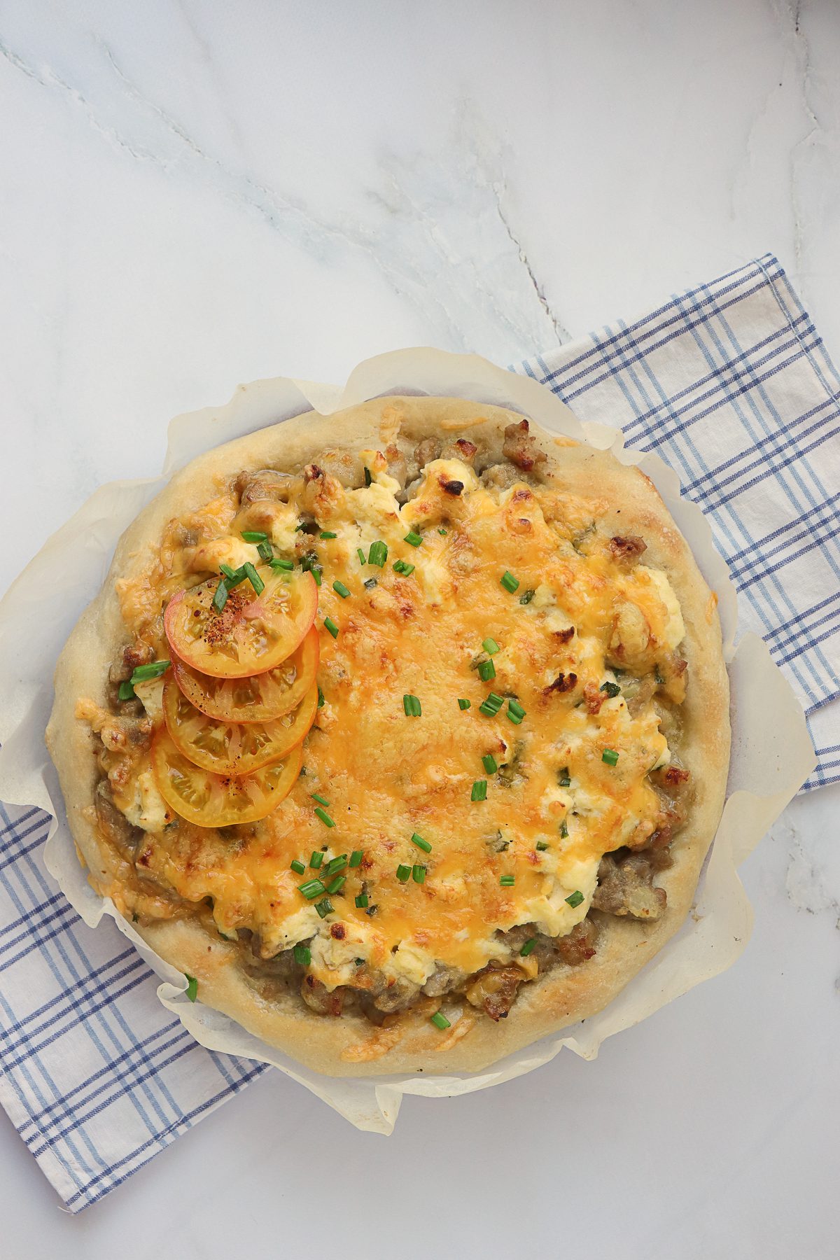 Breakfast Pizza with Eggs and Sausage Gravy