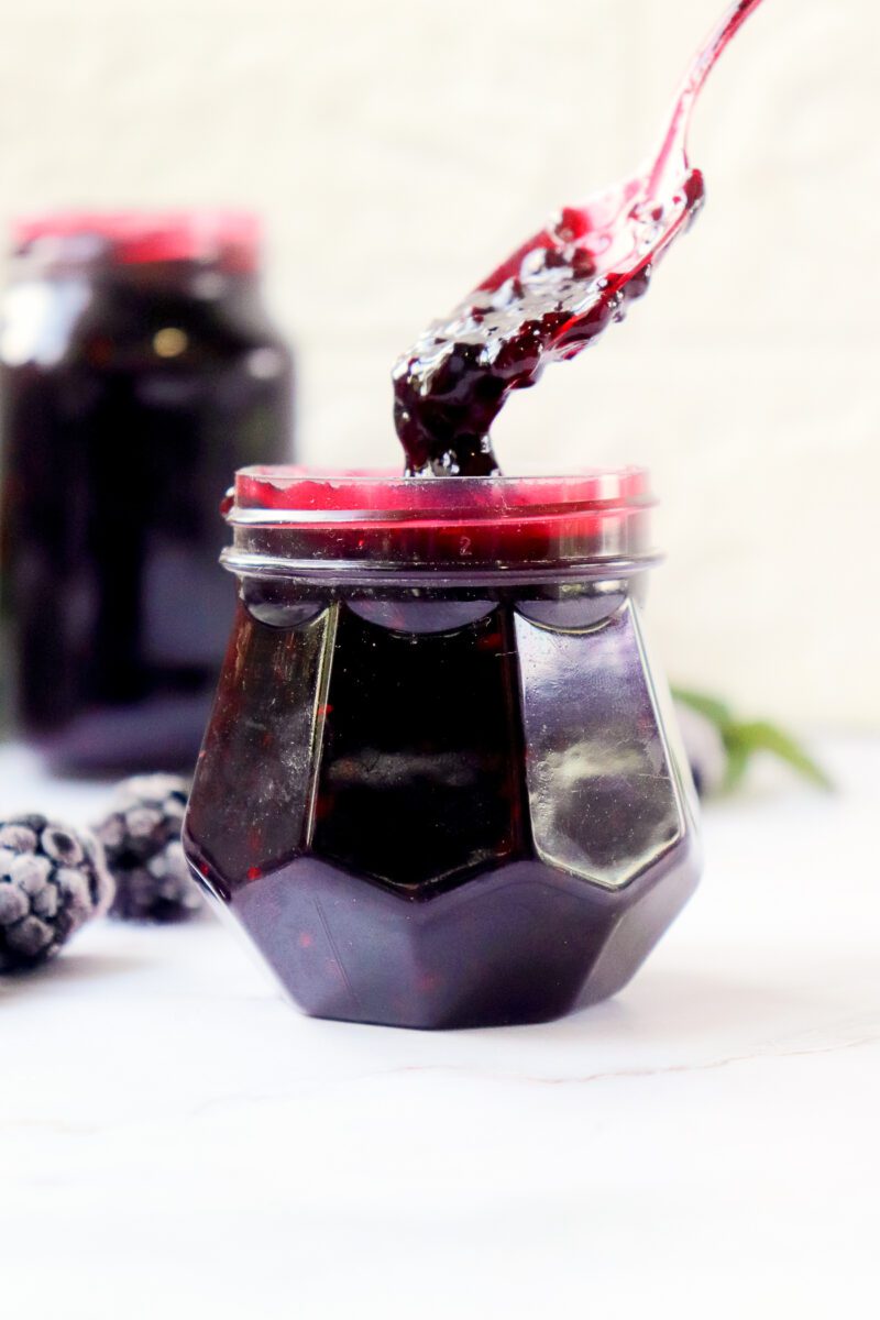 Homemade sauce made with Blackberries and Bourbon