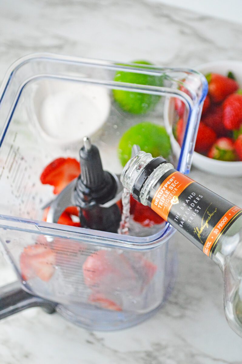 Margarita made with fresh strawberries and vodka